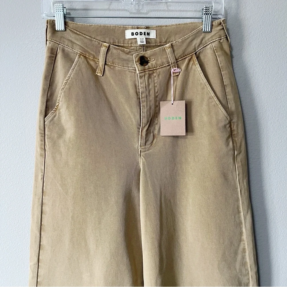 Boden NWT Khaki Wide Leg Pants Size US 6 Petite Highrise Business Casual Work - Picture 2 of 10
